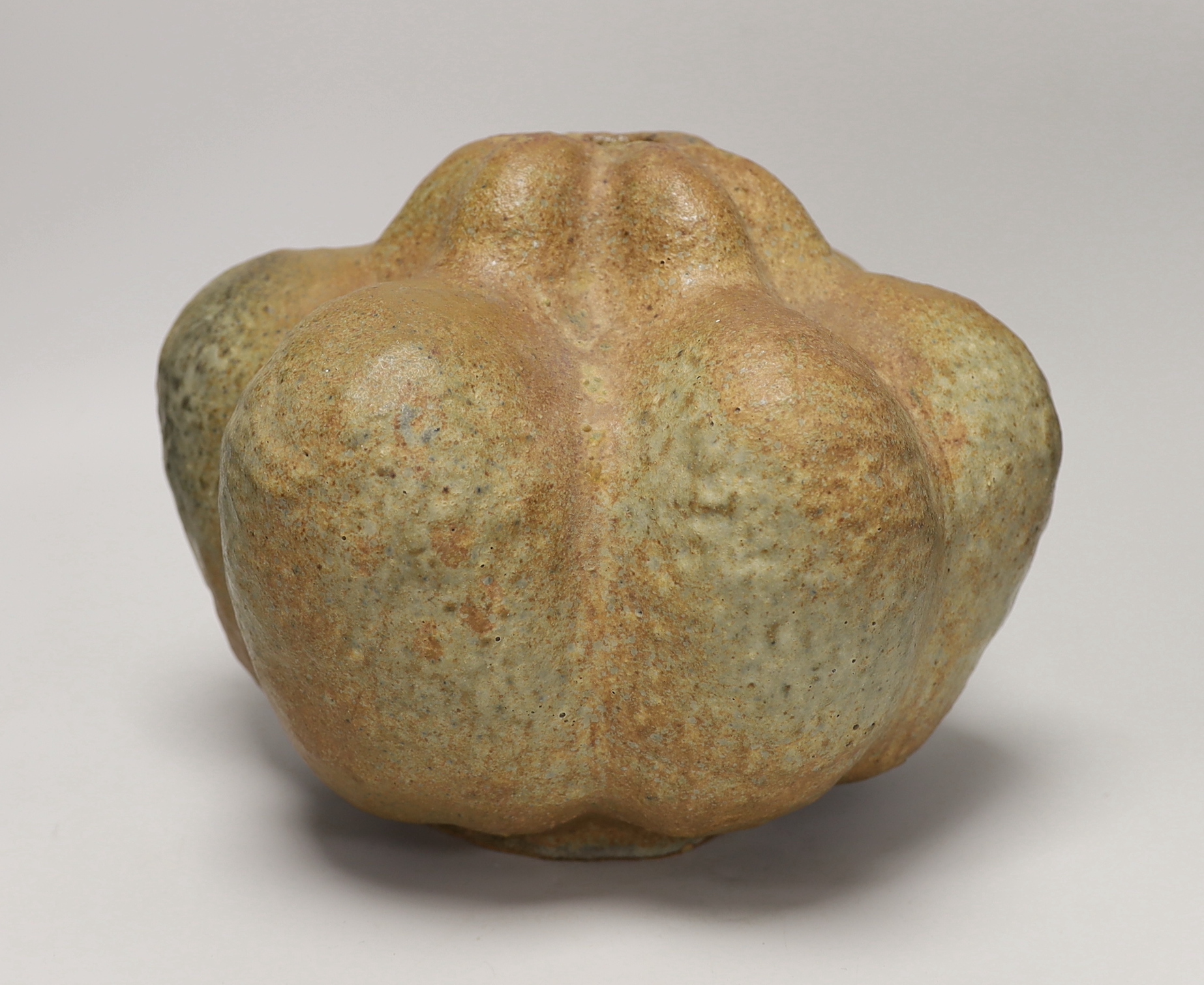 A large studio pottery gourd vase, 23cm high